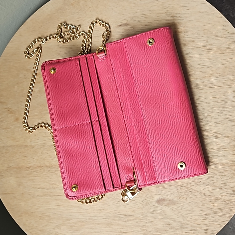 Prada Pink Leather Crossbody Bag Purse Chain Strap - Picture 6 of 17